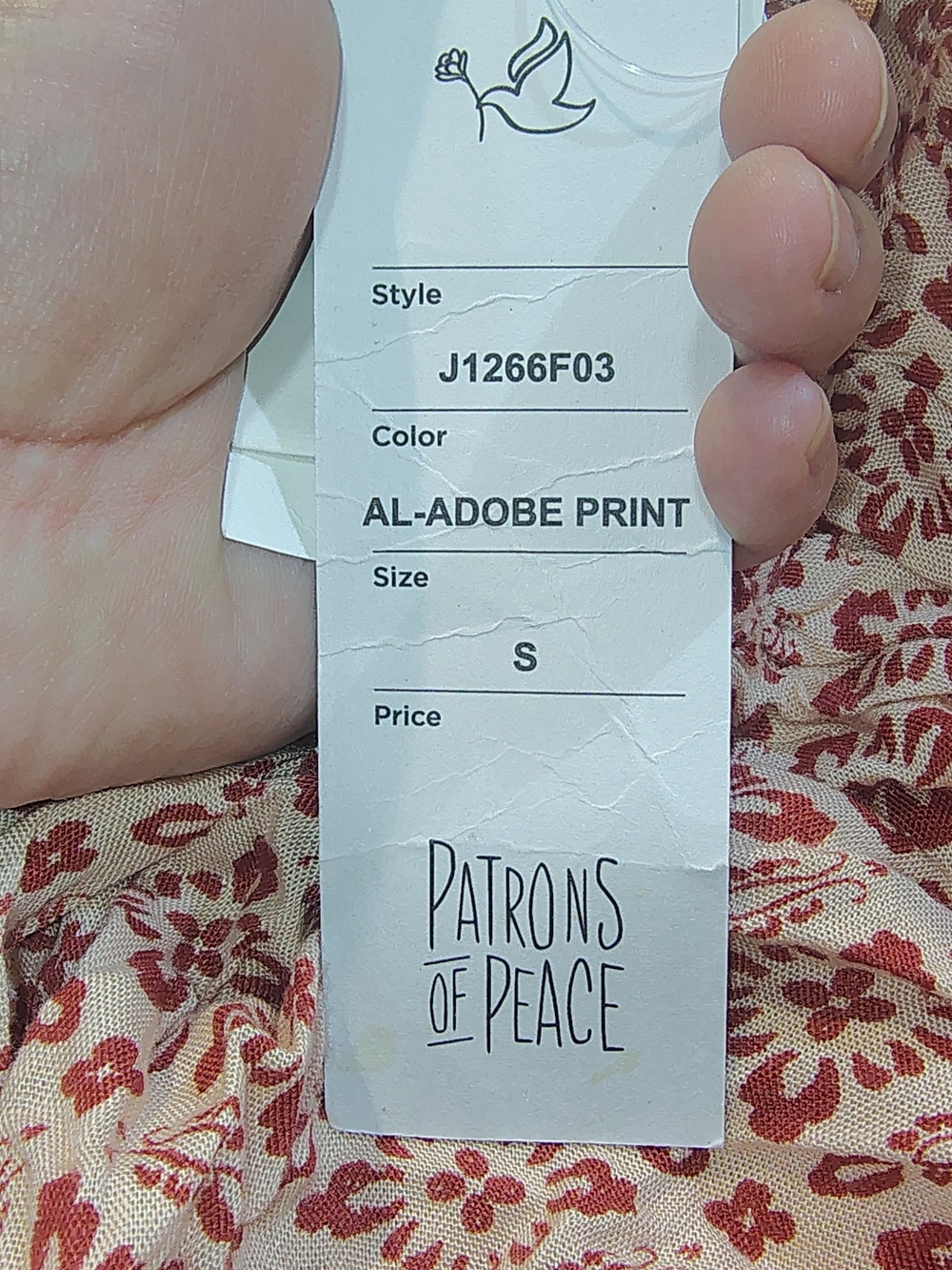 Patrons of Peace Blush Printed Boho Smocked Waist Blouse 100%rayon - Picture 8 of 12